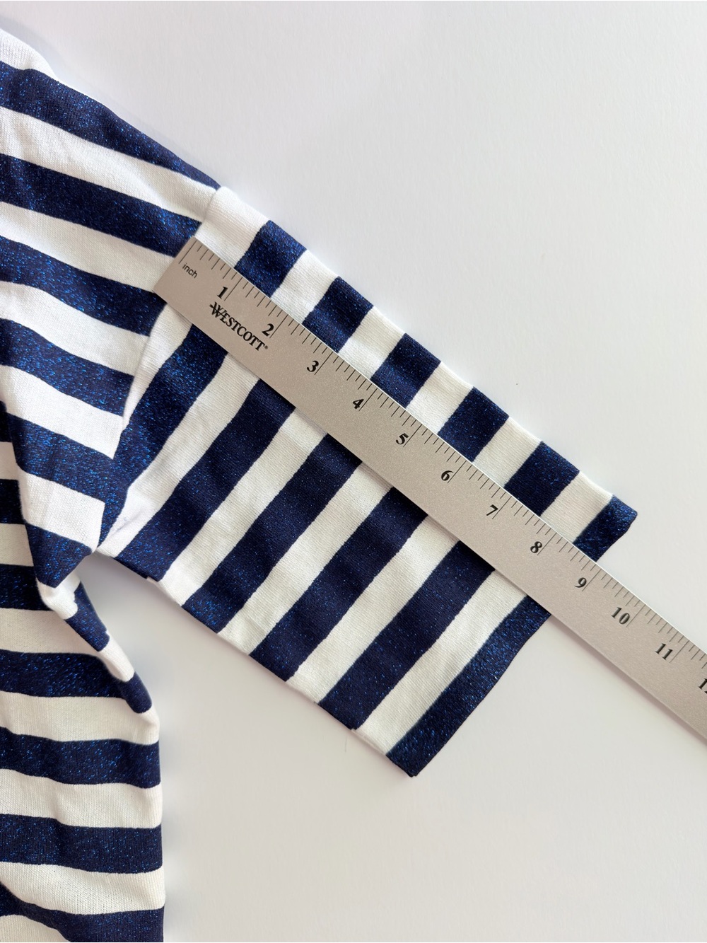 Zara Trafaluc Metallic Navy Blue & White Striped Oversized Pocket Tee - Picture 11 of 14